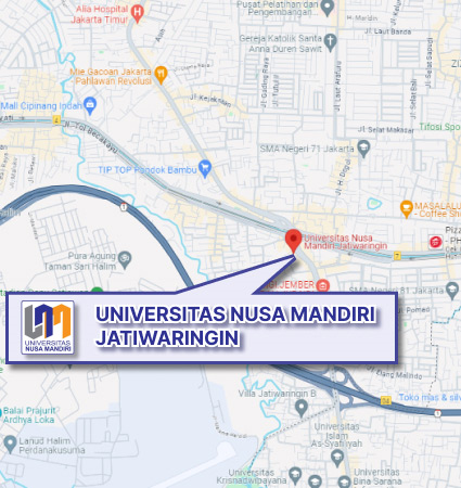 Peta Lokasi Kampus (Google Map) Universitas Nusa Mandiri Jatiwaringin Prestasi